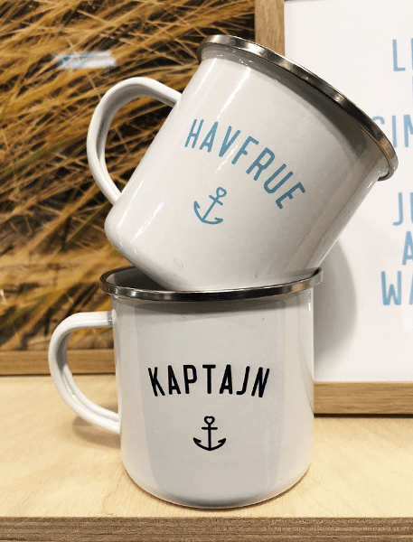 Emaljekrus "Kaptajn" & "Havfrue" (Sæt) - Hjemhavn Emaljekrus