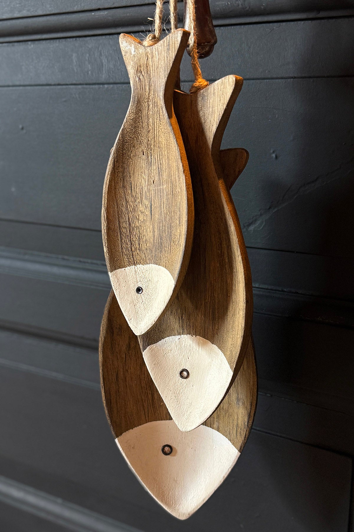3 stk træbakker "Fisk"