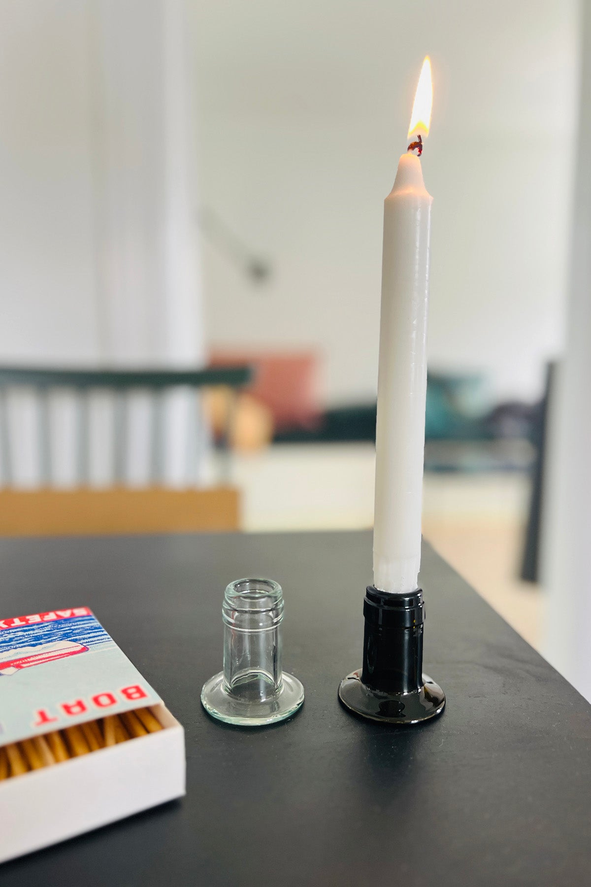 Lysestage fra vinflasker - Upcycling