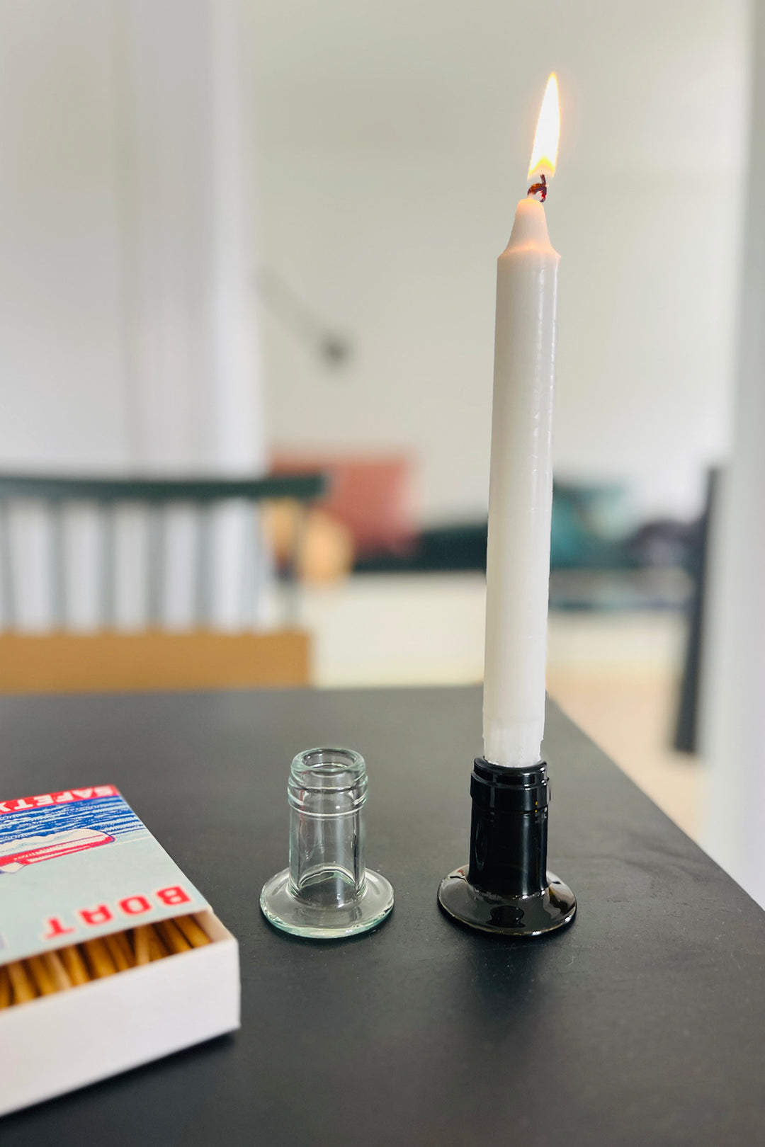 Lysestage fra vinflasker - Upcycling