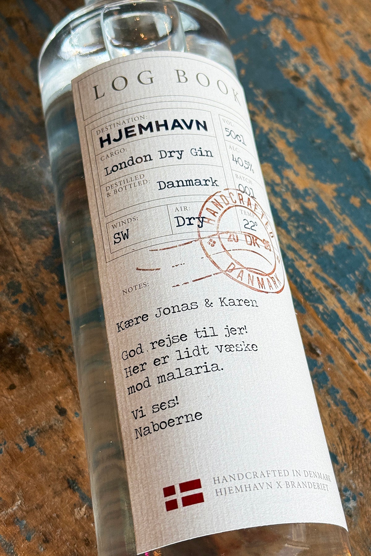 Logbook Gin "med personlig hilsen/etiket"