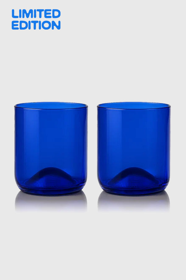 Drikkeglas fra vinflasker (Bleu) - 2-pack Short