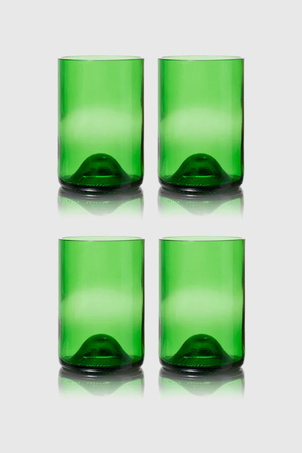 Wine Bottle Drinking Glasses - Tall (Green 4-Pack)