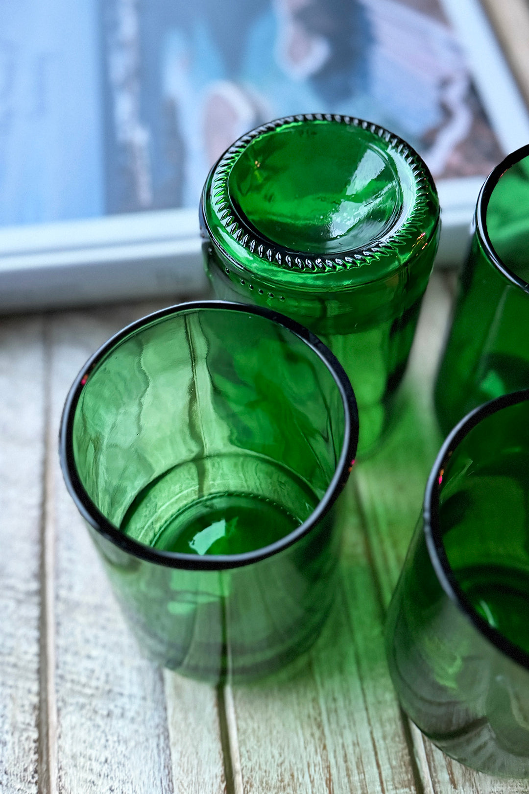 Wine Bottle Drinking Glasses - Tall (Green 4-Pack)