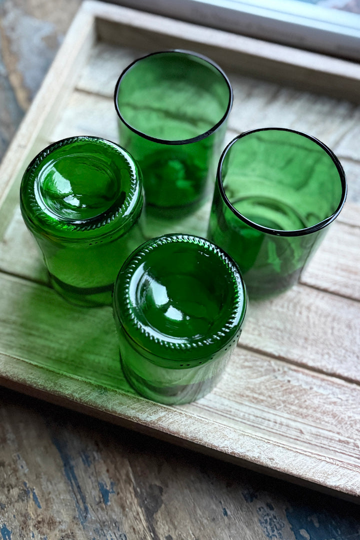 Wine Bottle Drinking Glasses - Tall (Green 4-Pack)