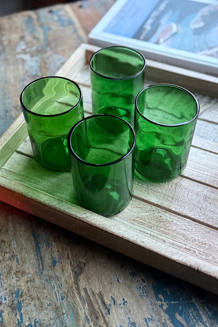 Wine Bottle Drinking Glasses - Tall (Green 4-Pack)