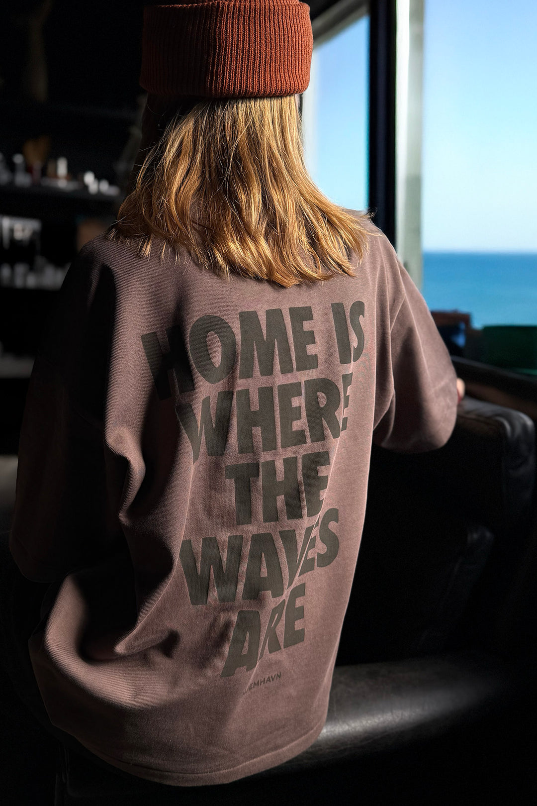 Boxy Tee "Home" - Brown