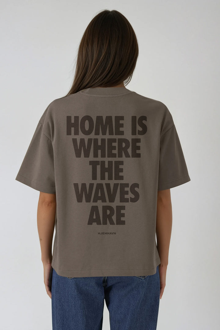 Boxy Tee "Home" - Brown