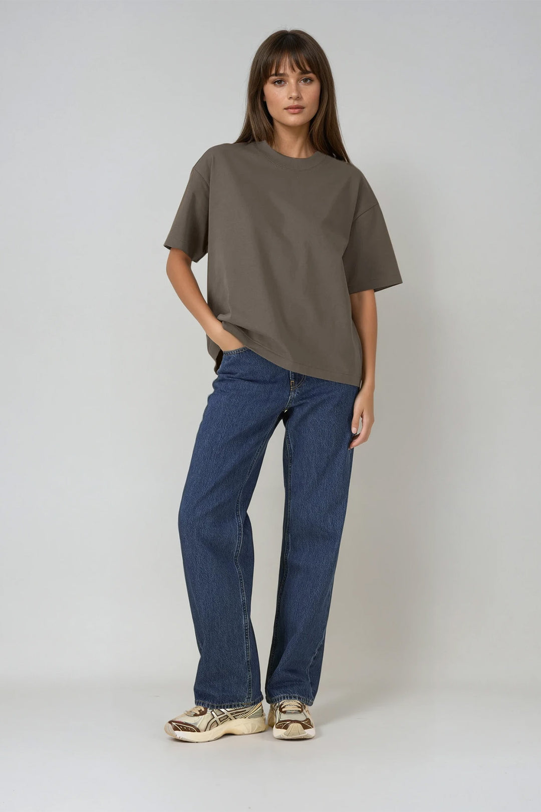 Boxy Tee "Home" - Brown