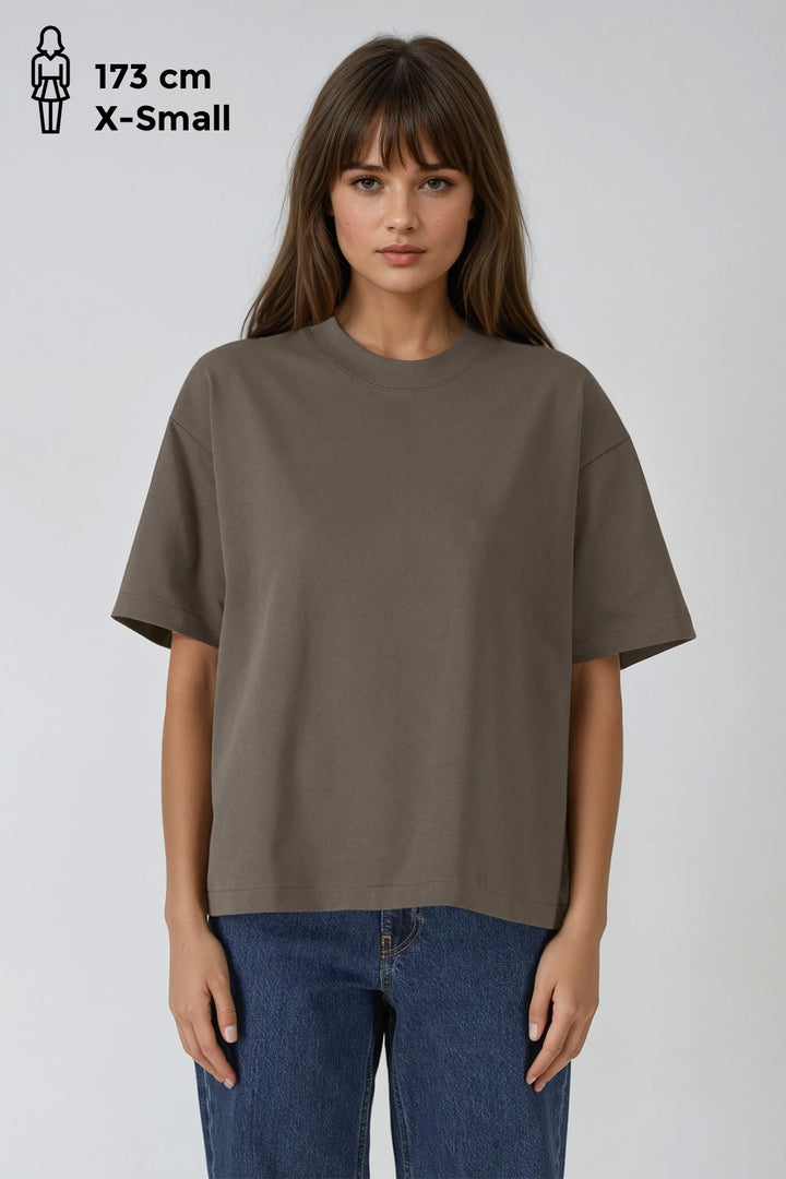 Boxy Tee "Home" - Brown
