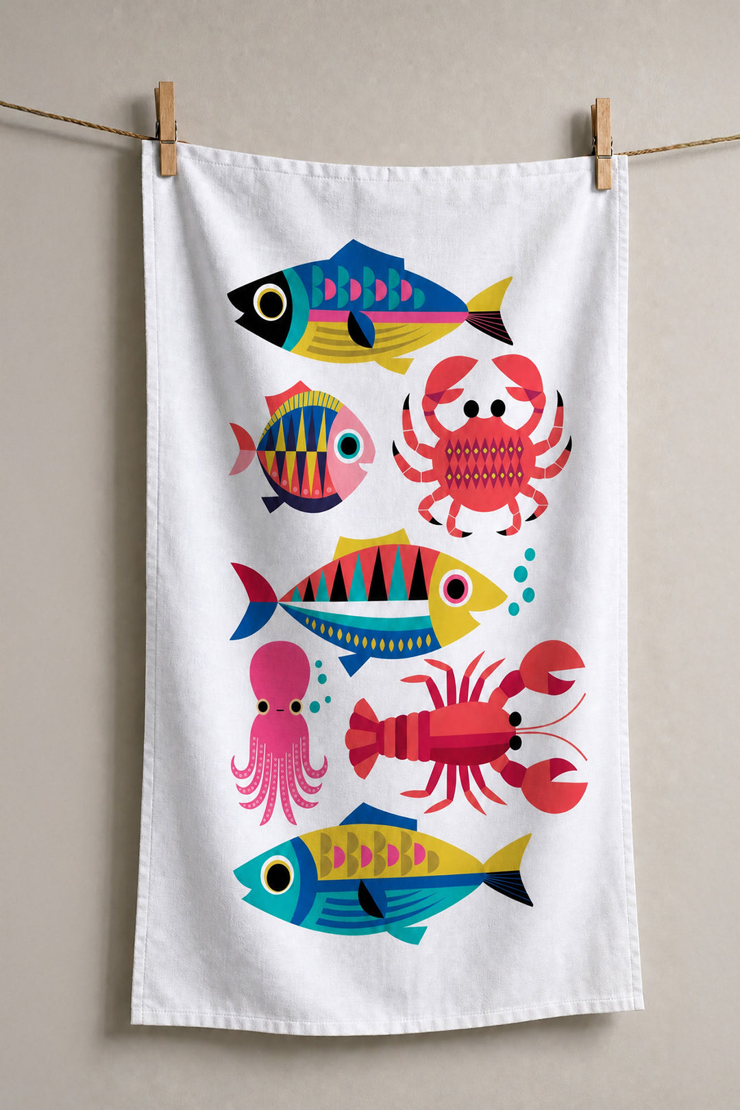 Tea towel "Sealife - White"