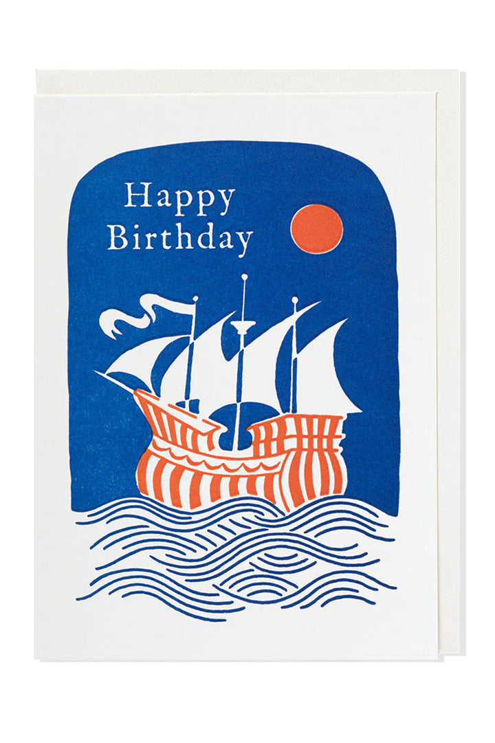 Letterpress Card "Happy Birthday Ship"