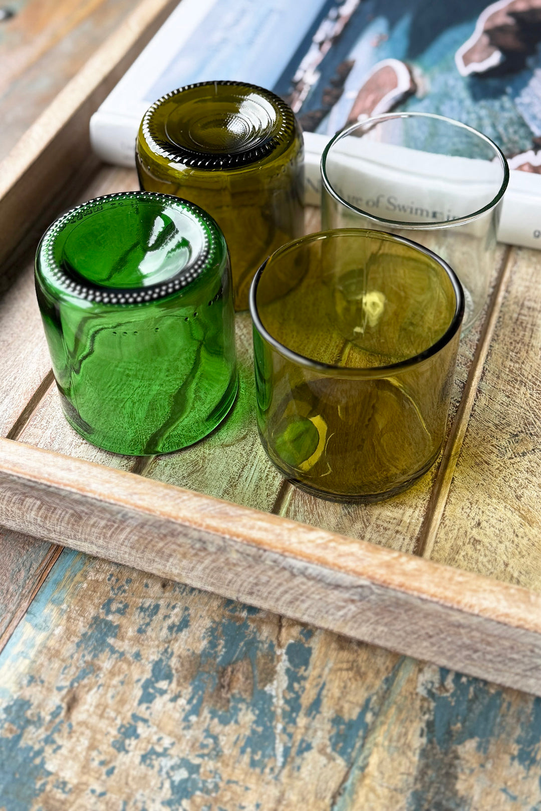 Drinking glasses from wine bottles - Short