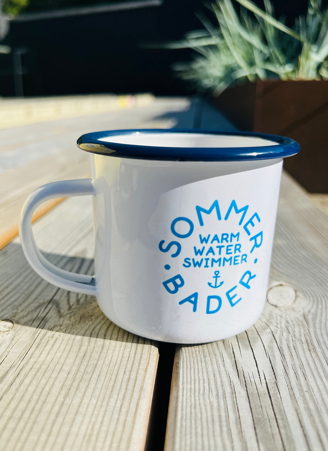 Emaille-becher "Sommerbader" mit Wunschname