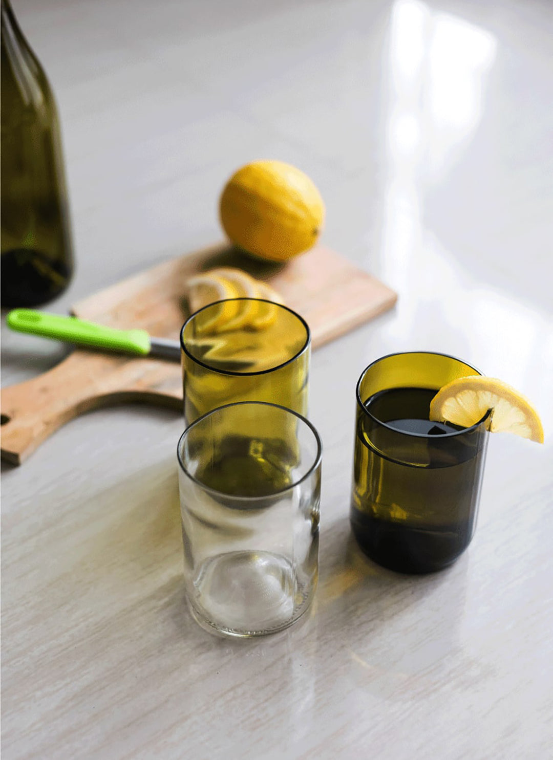 Drinking glasses from wine bottles - Tall